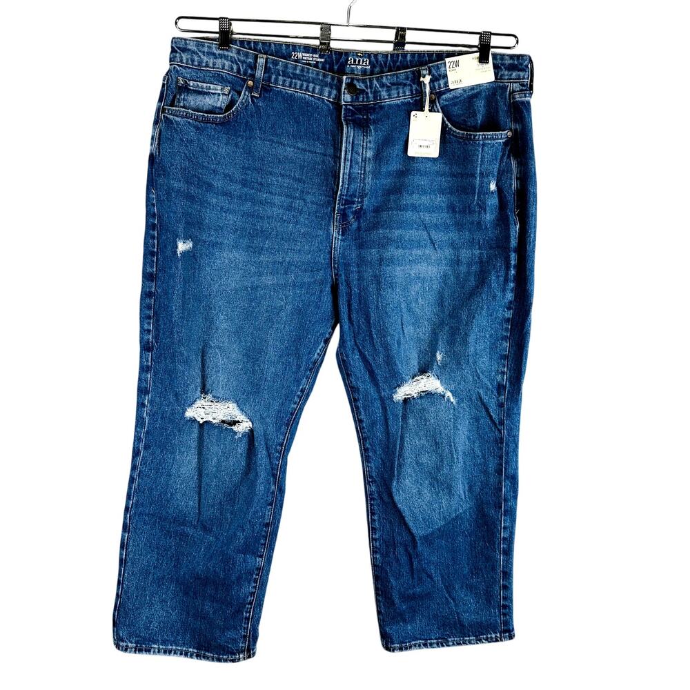 NEW ANA A New Approach Womans 22W‎ Straight Jeans Blue Highest-Rise Vintage NWT